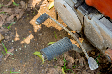 Fototapeta premium Foot clutch ,brake and foot rest of vintage Japanese motorcycle