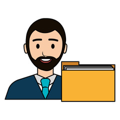 businessman avatar with folder character