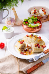 Rustic Cepelinai, a specialty Lithuanian and Polish cuisine. © Dar1930