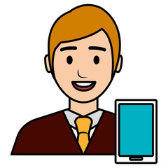 businessman with smartphone avatar character