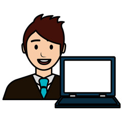 businessman with laptop avatar character