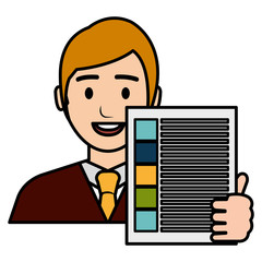 businessman avatar with financial document