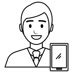 businessman with smartphone avatar character