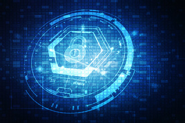 2d illustration Safety concept: Closed Padlock on digital background
