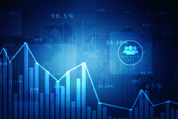 2d rendering Stock market online business concept. business Graph

