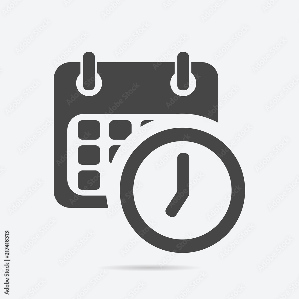 Poster Calendar and clock icon flat style isolated on background. Calendar icon sign symbol for web site design.