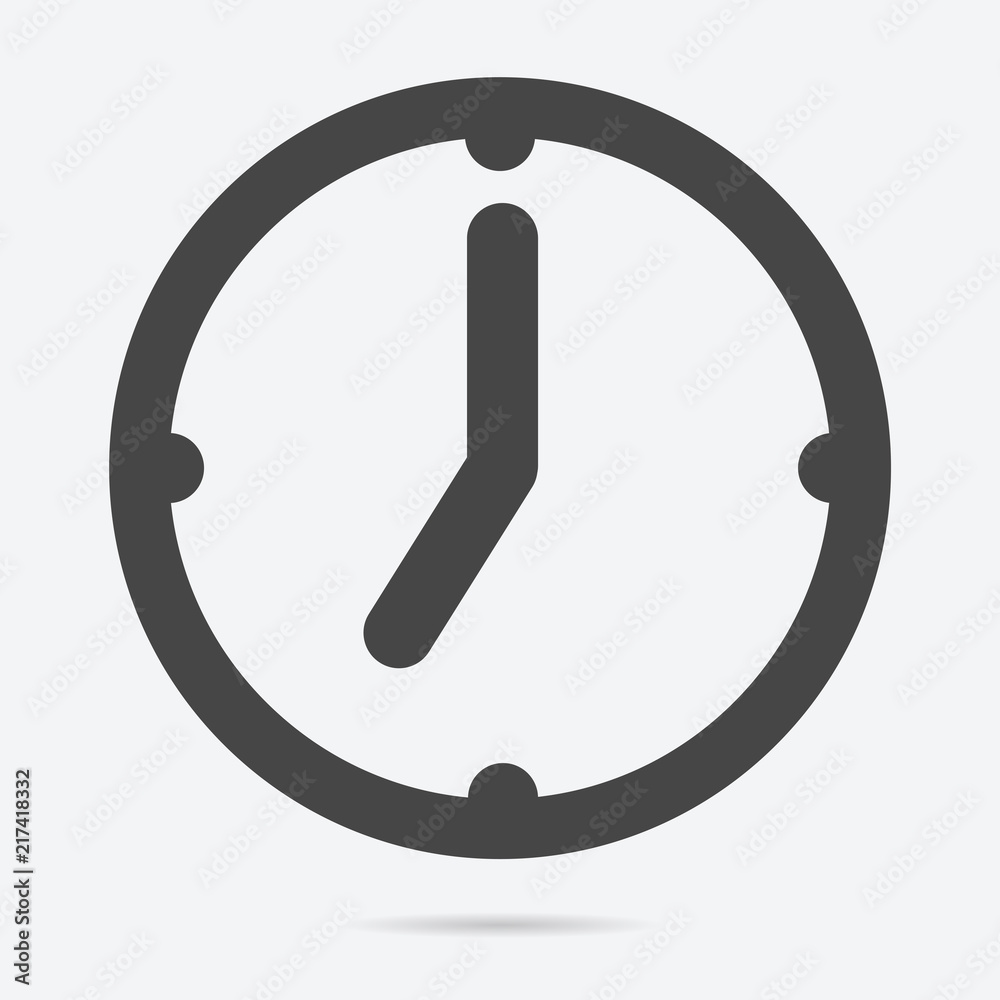 Poster Clock icon flat style isolated on background. Clock icon sign symbol for web site design.