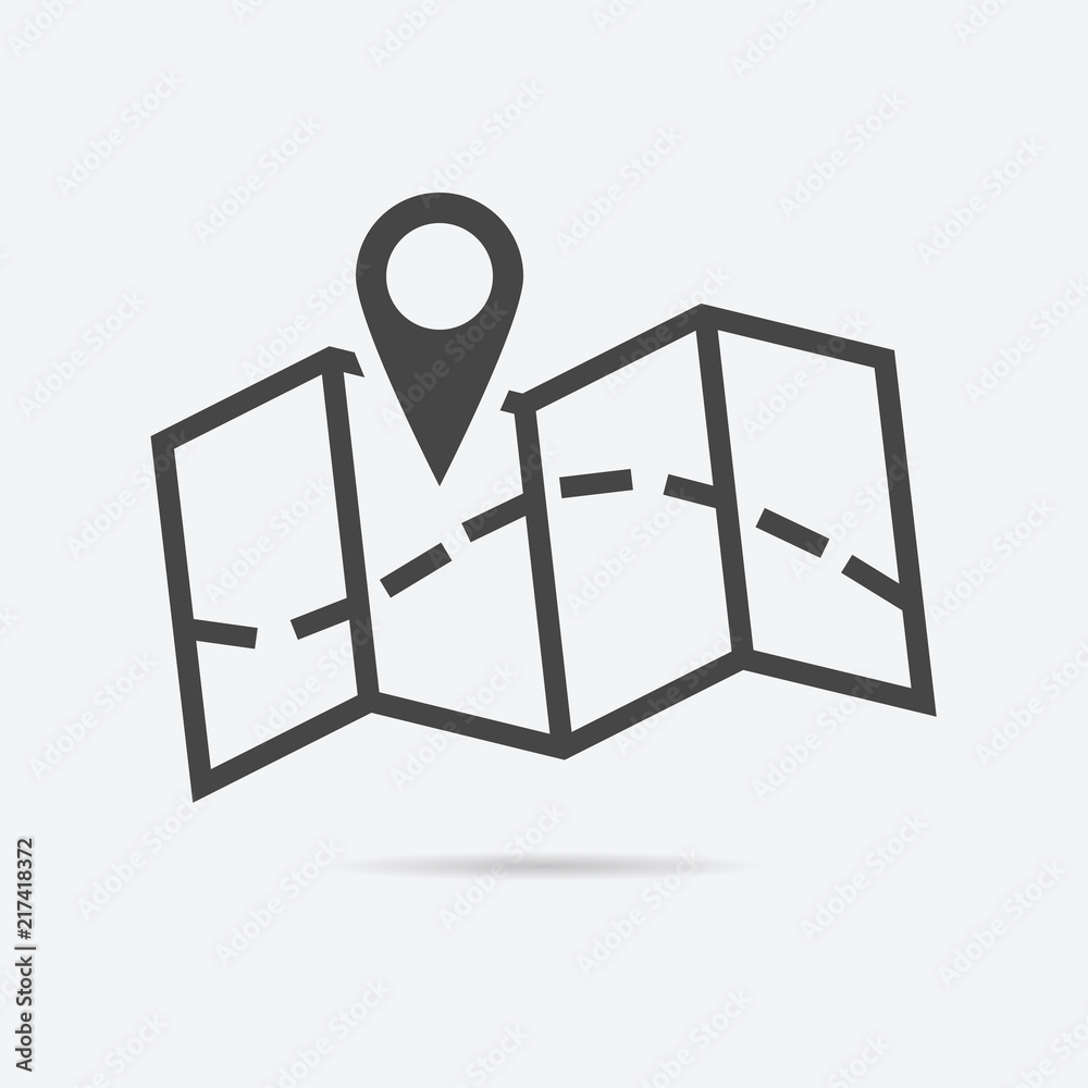 Aufkleber Map icon flat style isolated on background. Map sign symbol for web site and app design.