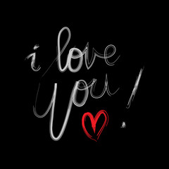  I Love you. Modern brush calligraphy. 