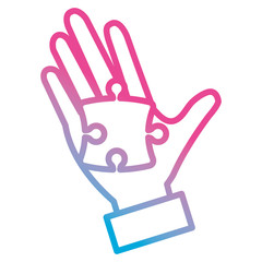 hand with puzzle game piece