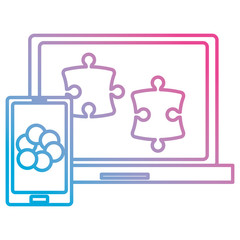smartphone and laptop with puzzle