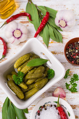 Pickled cucumbers with spices