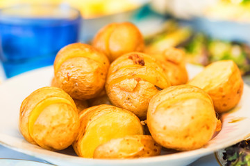 Freshly baked potato skins
