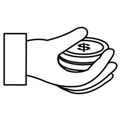 hand with coins money