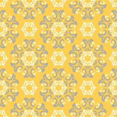Floral background. Yellow gray and white seamless pattern
