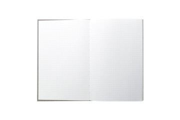 Top view graph book open grid chart for notes or statistics with clipping path and empty space for text .