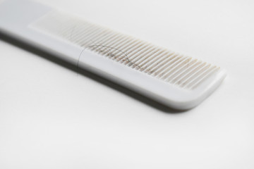 Dirty white and hair loss. The result of health or chemicals from shampoo .