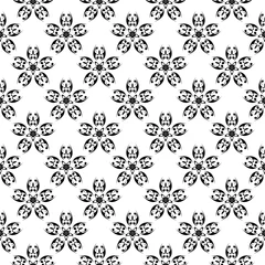 Gordijnen Black floral pattern on white seamless background © Liudmyla