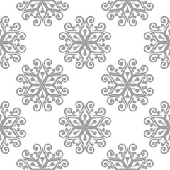 Gray floral seamless pattern on white background