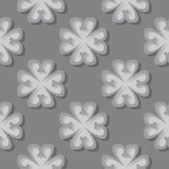 Seamless floral background. Gray 3d pattern