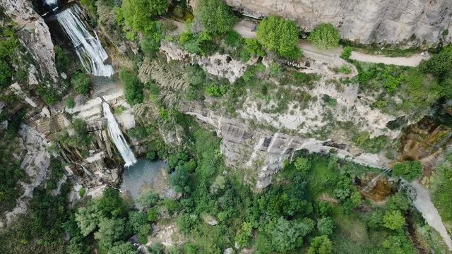 Image of waterfall on Sant Miquel del Fai in the Spain.