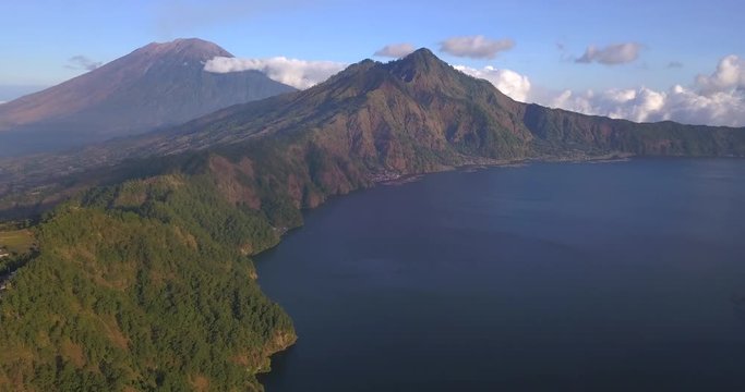 Aerial view to east caldera Batur volcano and Batur lake ,Bali island,Indonesia