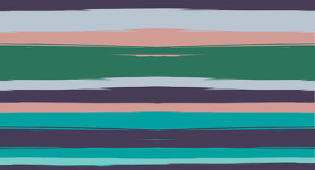 Brown, Gray, Green Vector Seamless Summer Pattern Narrow Sailor Stripes. Trendy Textured Horizontal Hipster Lines, Paintbrush Male Fabric Design. Vector Watercolor Seamless Stripes Track Background.