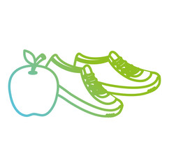 apple fresh fruit with tennis shoes