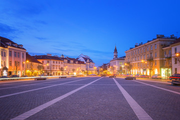 Fototapeta na wymiar Vilnius Town Hall Square at Night, Lithuania