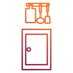 kitchen drawer wooden with utensils hanging