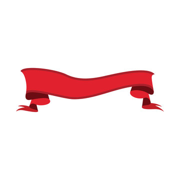 Red ribbon banner on white background