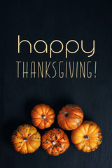 Happy Thanksgiving greeting card with orange pumpkins