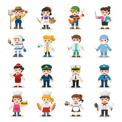 Kid Set of different professions. Vector illustration in a flat style
