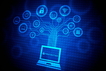 2d illustration Safety concept: Closed Padlock on digital background