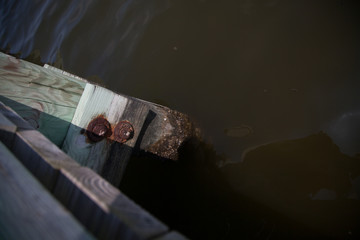 Rusty pylon dock structure