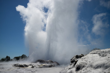 Pohutu geyser in New Zealand erupting