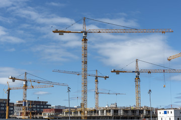 Construction cranes in Reykjavik