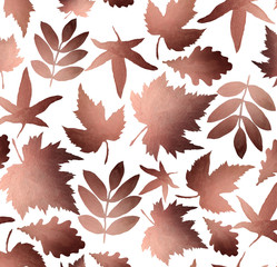 Autumn leaves, background. Autumn seamless watercolor pattern. fall