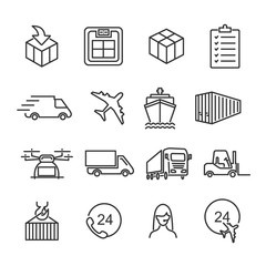Vector image set of delivery line icons.