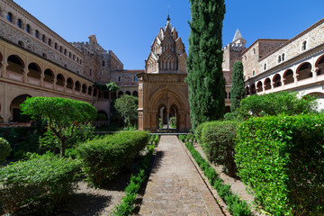 Gudalupe abbey in Caceres, historic building in Extremadura, Spain