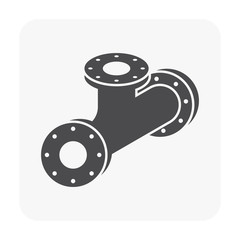Pipe icon and flange fitting for pipeline connection with valve and other pipe. For transportation liquid or gas i.e.crude, oil, natural gas, sewage, wastewater. Also for plumbing and irrigation.