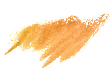 Orange watercolor stain on white background isolated. for use in design, printing and web design.