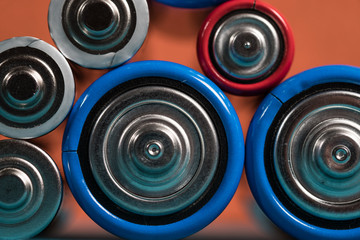 Ecology recycling concept. Many different types used or new battery