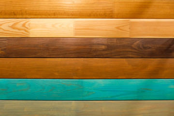 Polished Board. Different types of wood. White oak. Bog oak. Light walnut. Green, yellow, brown.