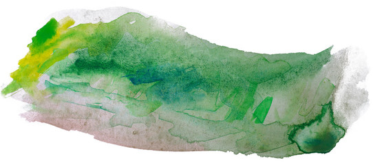 green watercolor stain on white background isolated. for use in design, printing and web design.