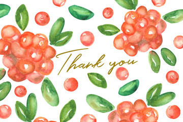 thank you card design with cranberries