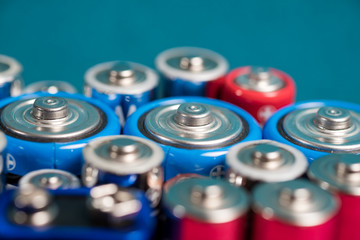 Ecology recycling concept. Many different types used or new battery