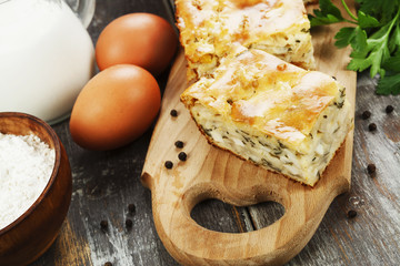 Pie with cabbage and eggs