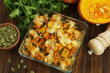 Chicken baked with pumpkin