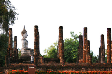 Buddha statue at Wat Sri Chum temple is ancient of world heritage Sukhothai Historical Park, Sukhothai province, Thailand